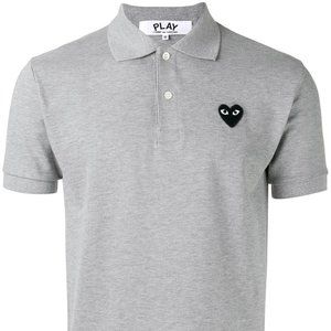 Comme des Garcons Play grey heart patch polo